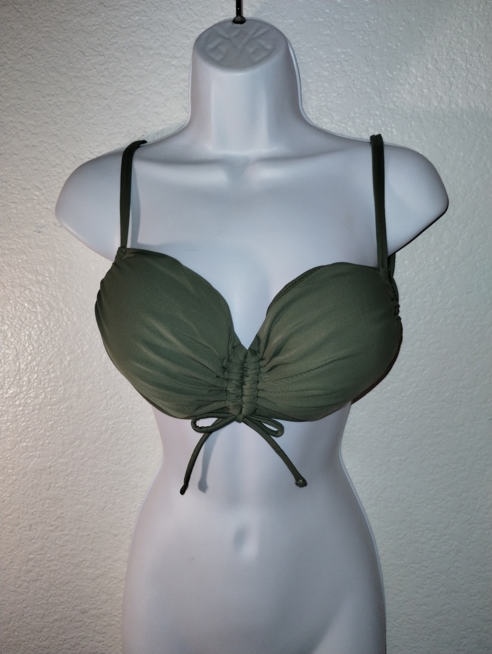 aerie Olive Green Ruched Bikini Top sz XL